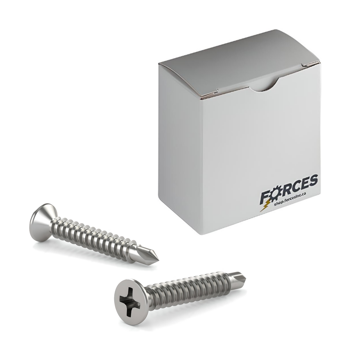 #10 x 2" Metal Screw Flat Head Phillips Drive #2 Self-Drilling Point - Stainless Steel 410H