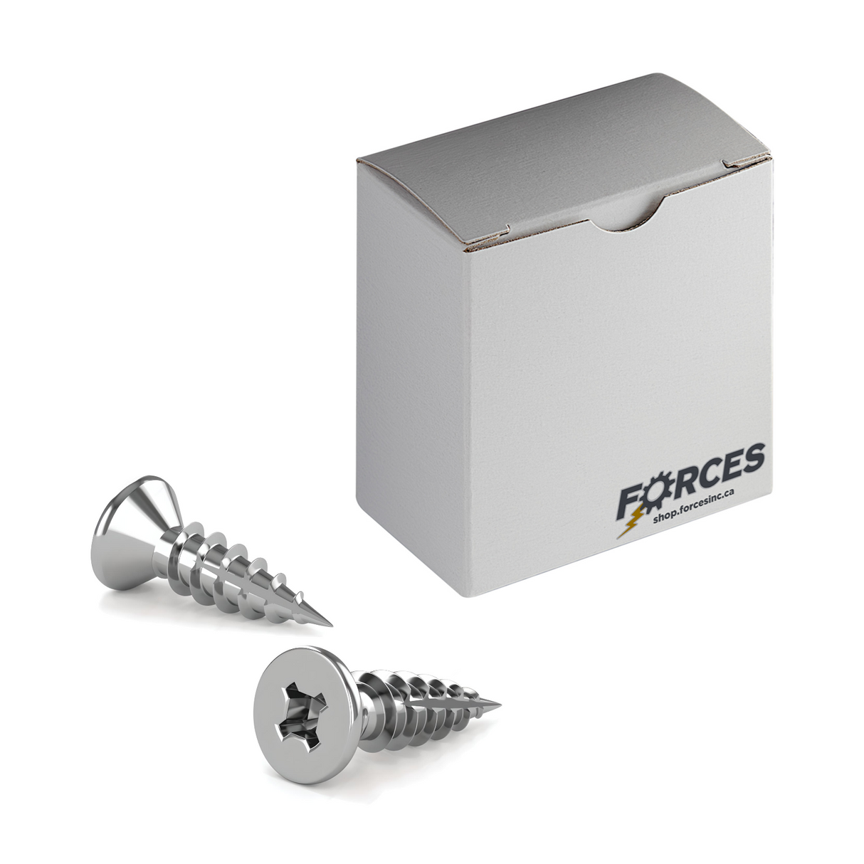 #9 x 3/4" Wood Screws Flat Head Quadrex Drive Twinfast Thread Type 17 Point Brushed Chrome