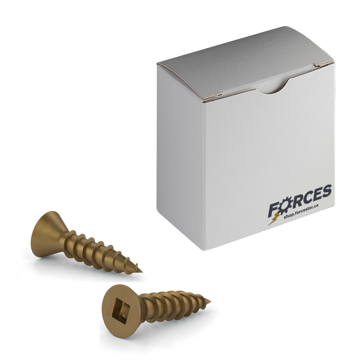 #5 x 1/2" Wood Screws Flat Head Square Drive Twinfast Thread Regular Point Antique Brass