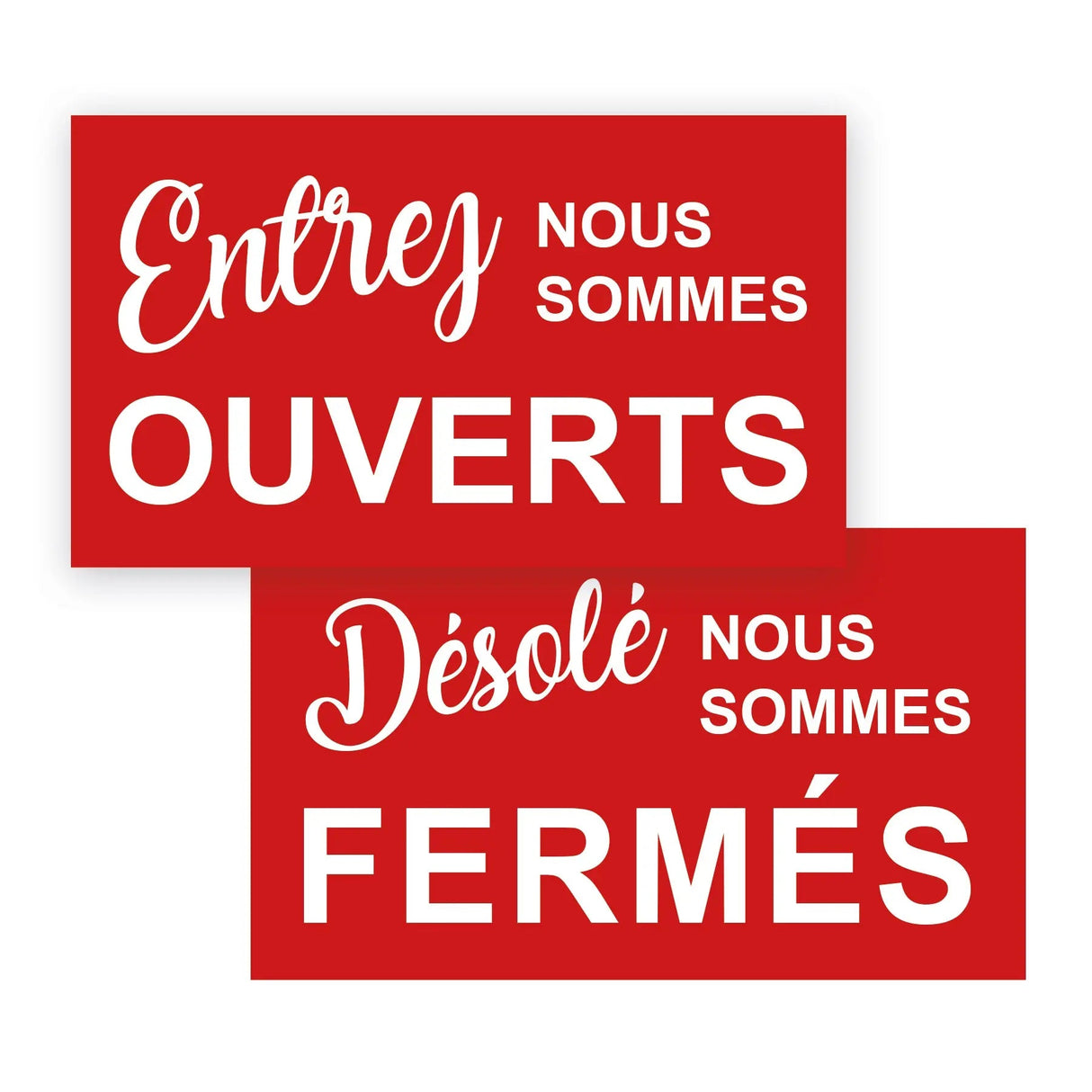 Affiche rouge plastifiée, avec inscription « Ouvert/Fermé », 7" x 12"