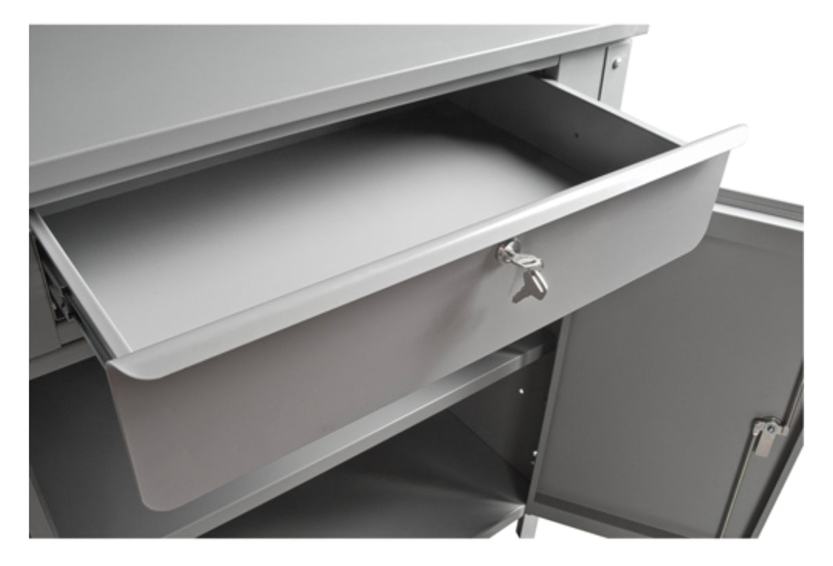 Cabinet Style Shop Desk, 34-1/2" W x 30" D x 53" H, Grey