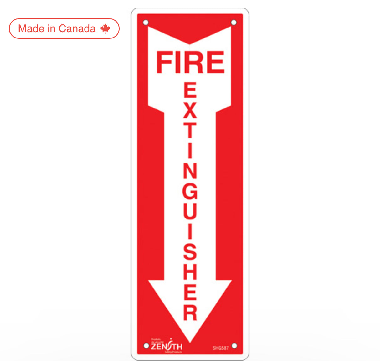 "Fire Extinguisher" Sign , 12" x 4", Aluminum, English with Pictogram
