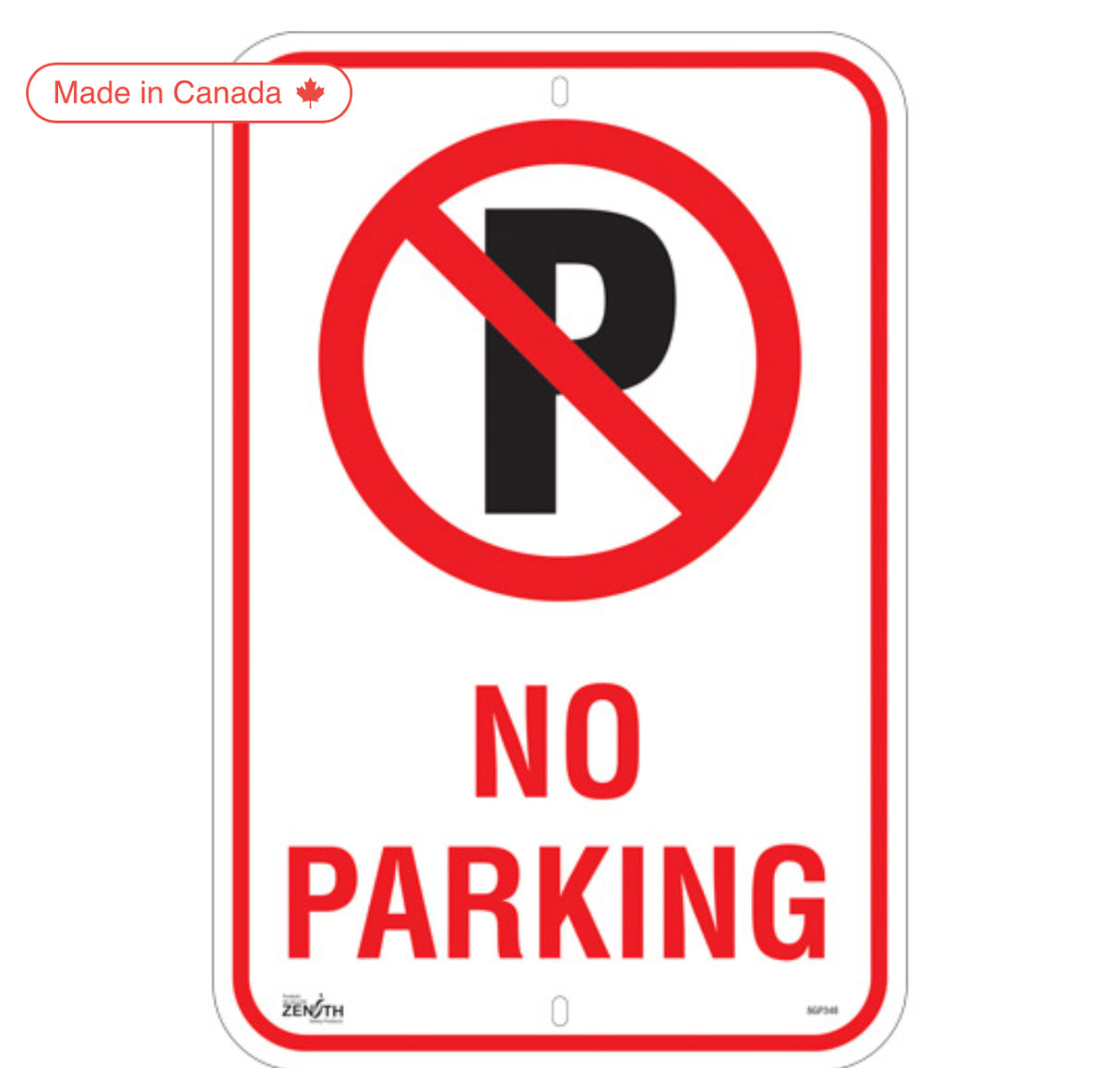 "No Parking" Sign , 18" x 12", Aluminum, English with Pictogram