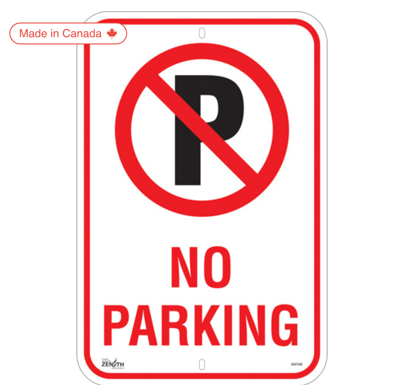 "No Parking" Sign , 18" x 12", Aluminum, English with Pictogram