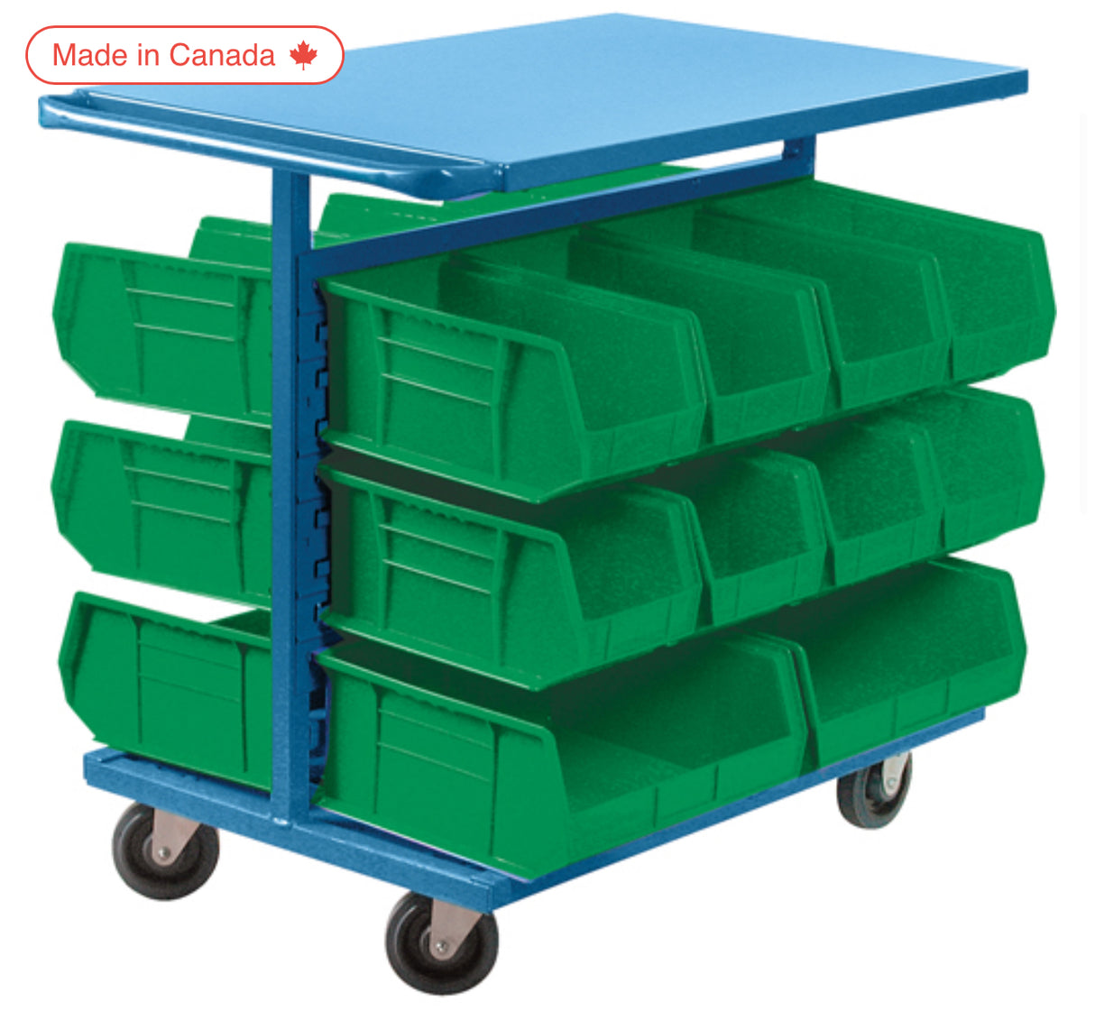 Bin Cart with Bins, Double-sided, 20 bins, 24" W x 38-1/2" D x 36-1/2" H