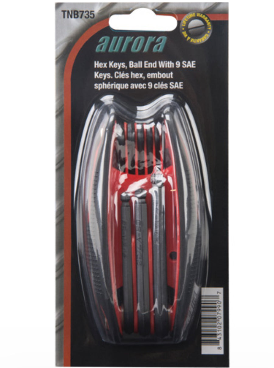 Ball End Fold-Up Hex Key Set , 9 Pcs., Imperial