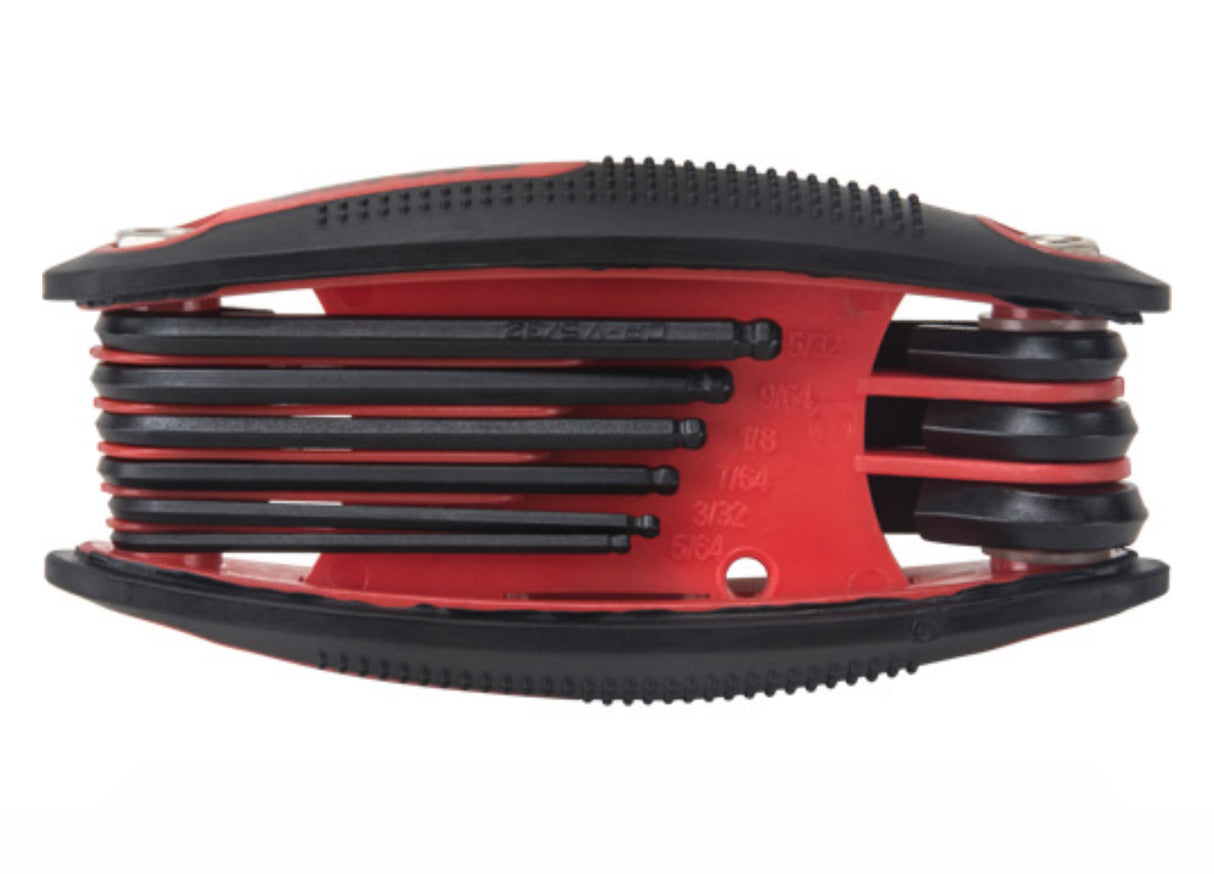 Ball End Fold-Up Hex Key Set , 9 Pcs., Imperial