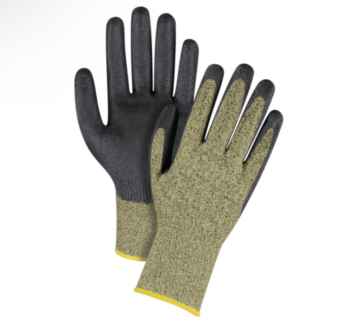 Breathable Coated Black & Yellow Seamless Stretch Cut-Resistant Gloves, 13 Gauge, Foam Nitrile Coated, Aramid Shell, ASTM ANSI Level A6, Sold per Pair
