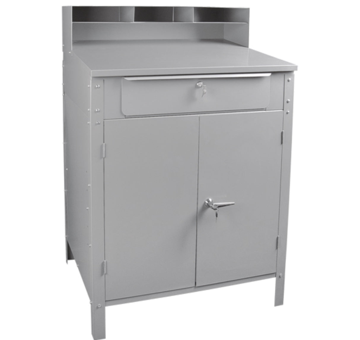 Cabinet Style Shop Desk, 34-1/2" W x 30" D x 53" H, Grey