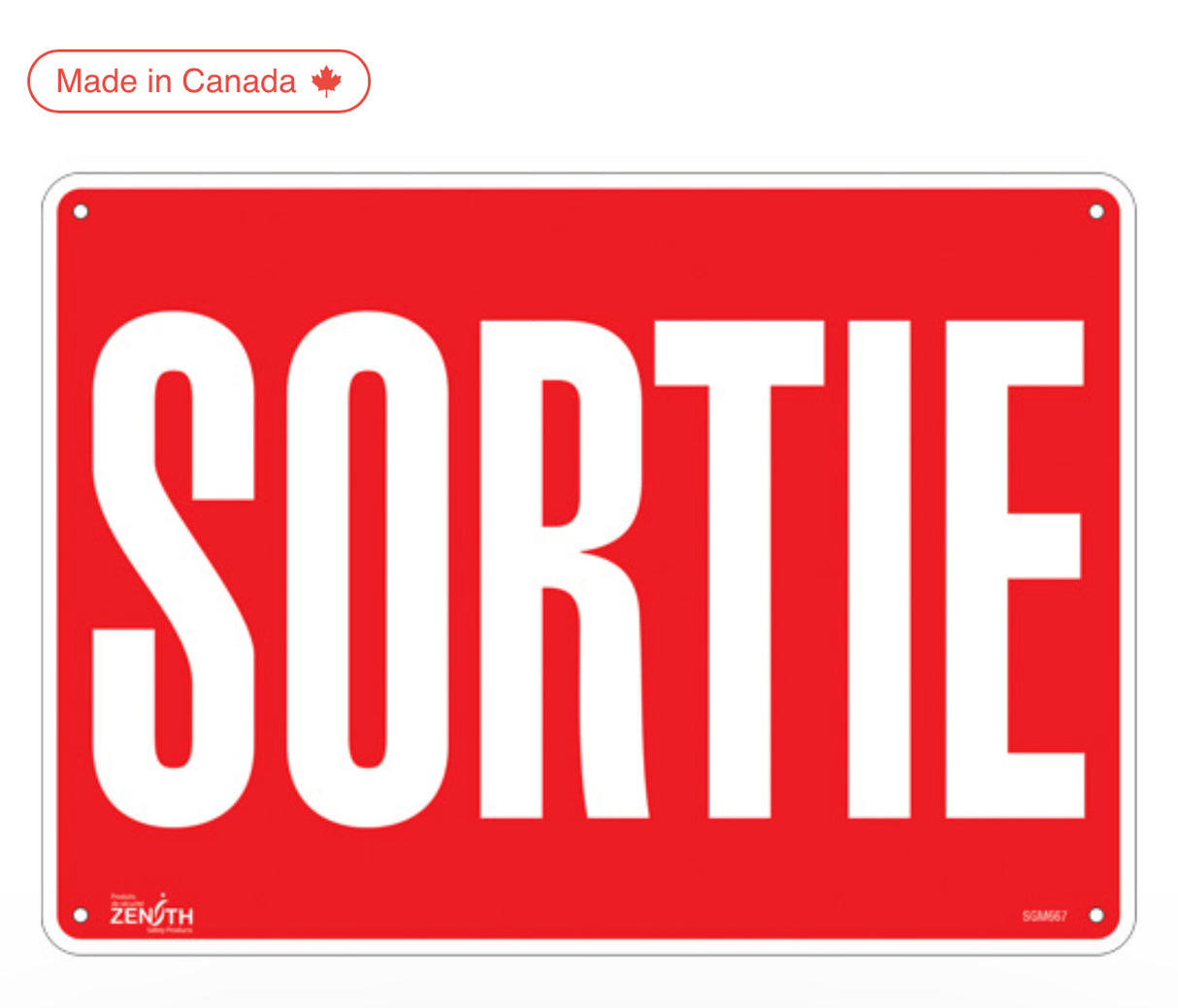 "Sortie" Sign , 10" x 14", Aluminum, French