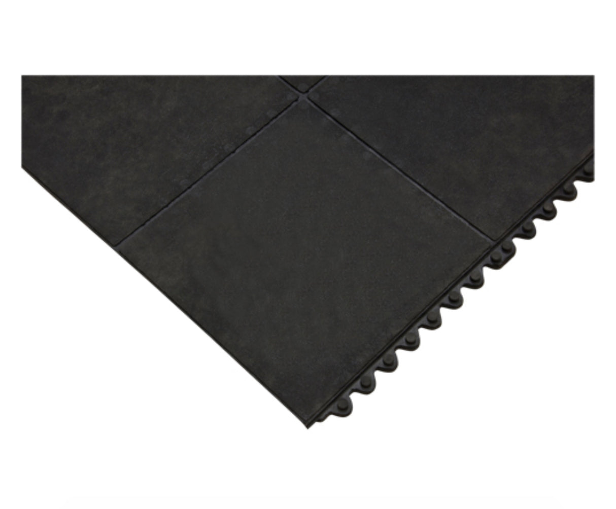 Anti-Fatigue Matting , Smooth, 3' x 3' x 1/2", Black, Natural Rubber