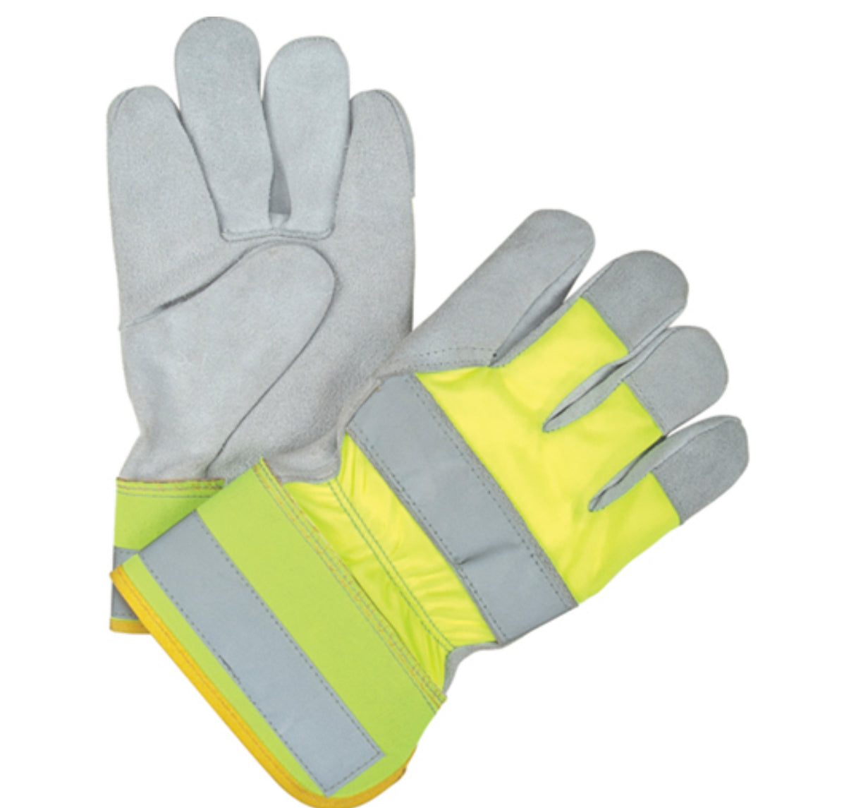 Yellow High-Visibility Winter-Lined Fitters Gloves Large, Split Cowhide Palm, Thinsulate™ Inner Lining priced per 12 pairs
