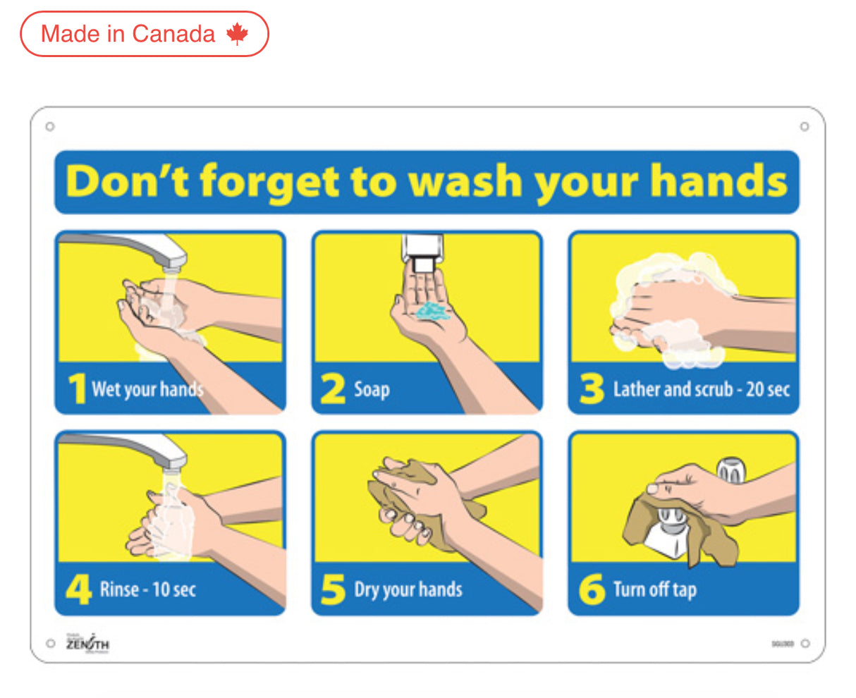 "Don't Forget to Wash Your Hands" Pictogram Sign , 14" x 20", Aluminum, English with Pictogram