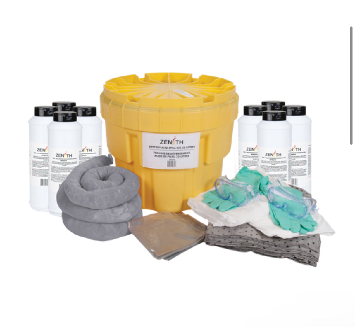 Battery Acid Spill Kit, Hazmat, Overpack/Salvage Drum, 20 US gal. Absorbancy