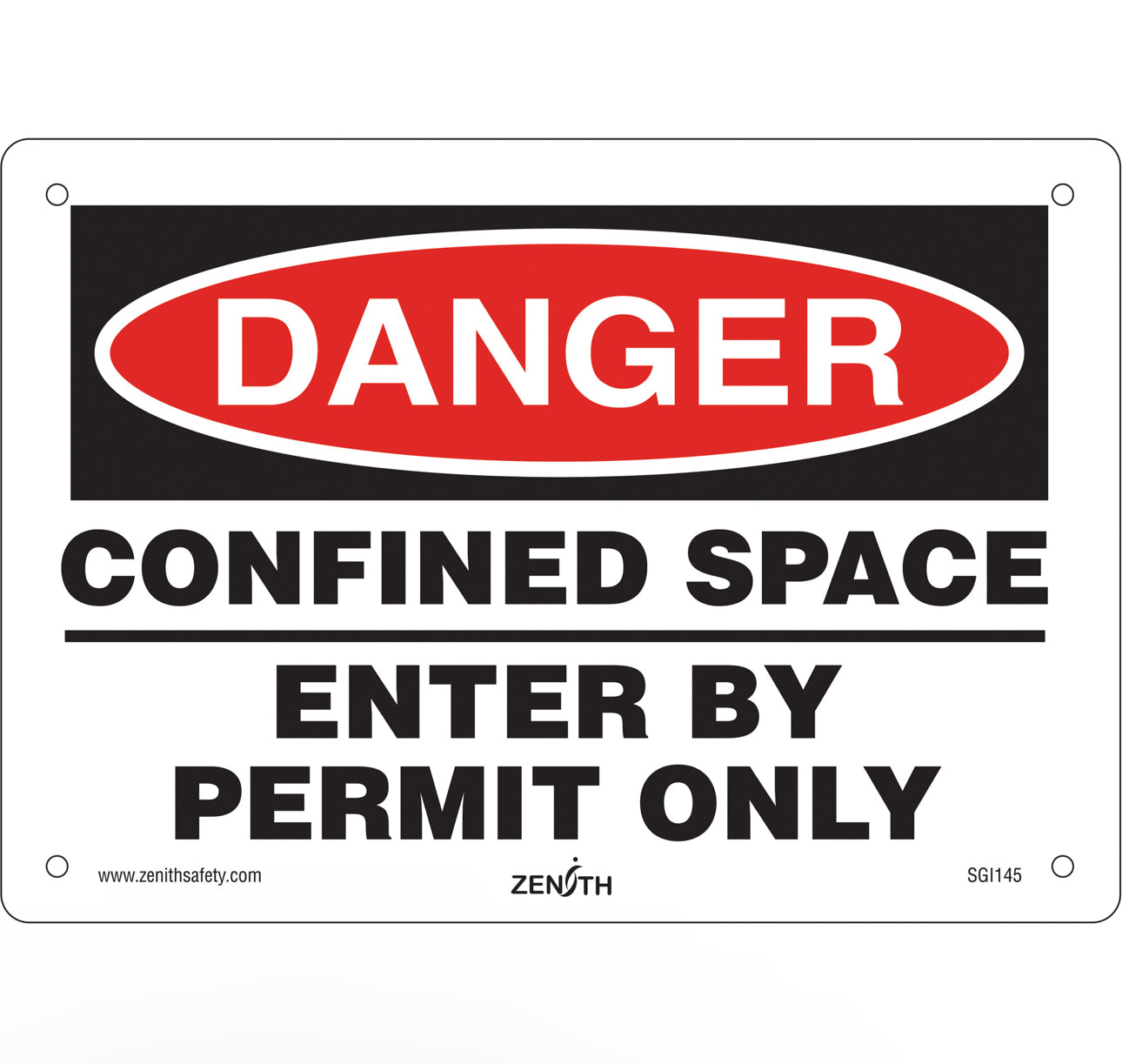 "Confined Space" Sign 7" x 10", Aluminum, English