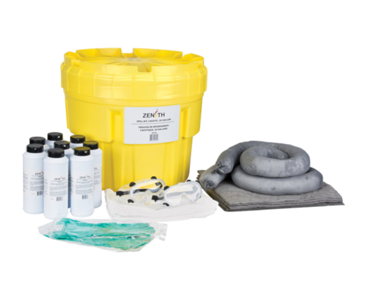 Caustic Spill Kit , Hazmat, Overpack/Salvage Drum, 20 US gal. Absorbancy