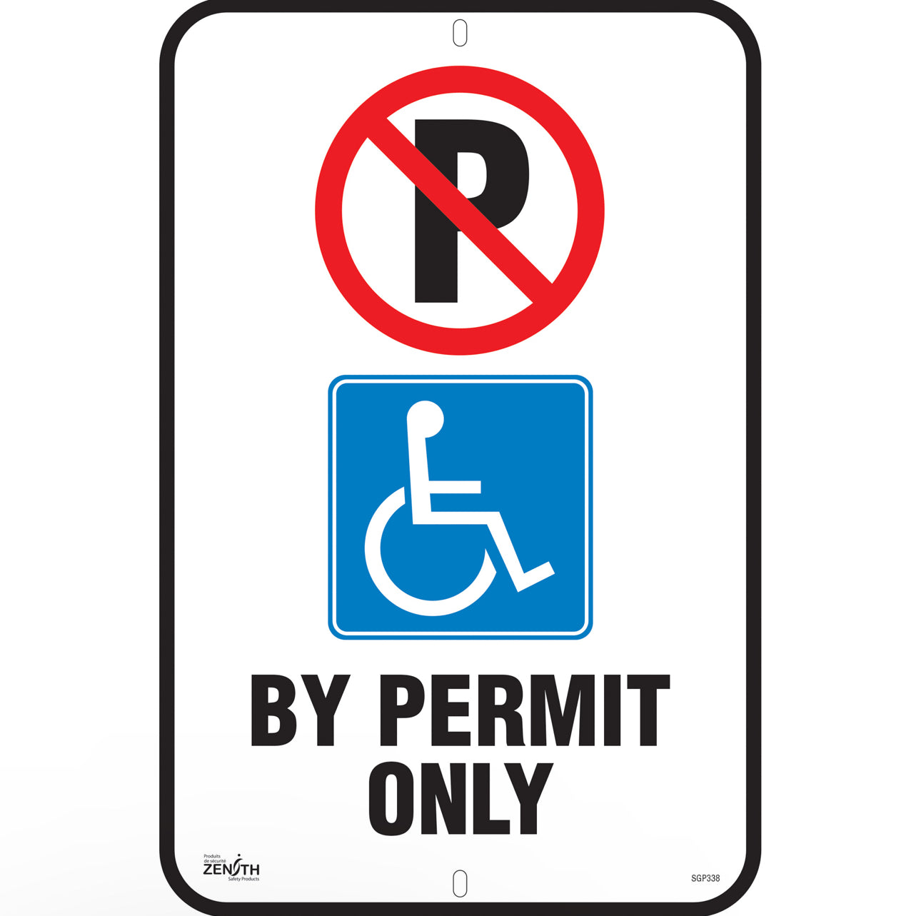 "By Permit Only" Parking Sign 18x12 inches Aluminum