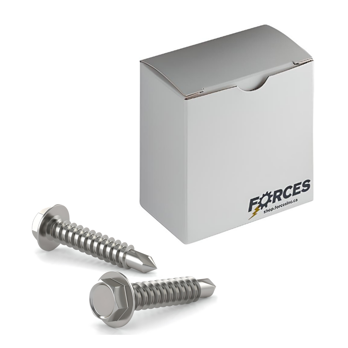 1/4" x 2" Metal Screw Hex Washer Head Hex Drive Self-Drilling Point - Stainless Steel 410H
