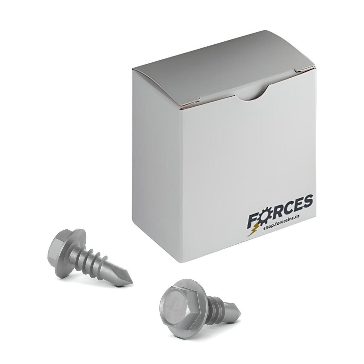 #14 x 1" Metal Screw Hex Washer Head Hex Drive #3 Self-Drilling Point - Steel Silver RUSPERT