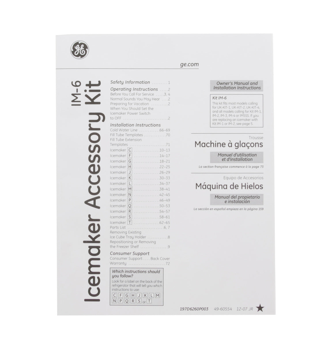 GE/Hotpoint IM6D Refrigerator Icemaker Replacement Kit