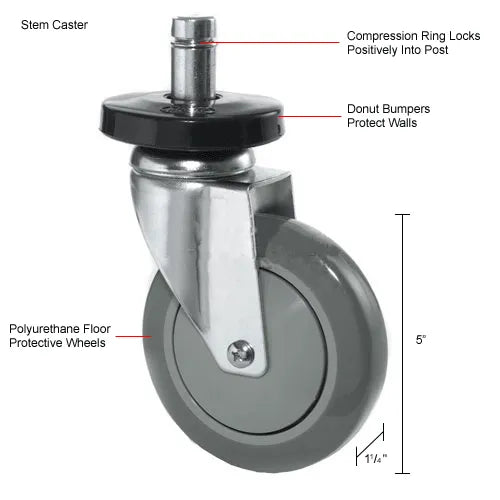 Nexel® Utility Cart w/2 Shelves & Poly Casters, 1200 lb. Capacity, 36"L x 18"W x 39"H
