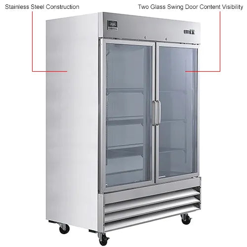 Nexel® Reach In Refrigerator, 2 Glass Doors, 47 Cu. Ft.