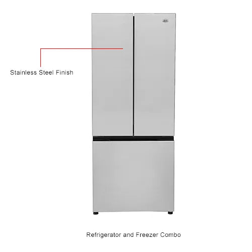 Nexel® Refrigerator & Freezer Combo, 16 Cu. Ft., French Doors, Stainless Steel