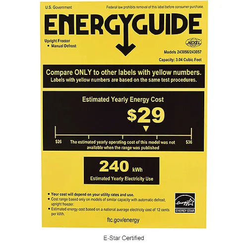 Nexel® Compact Upright Freezer, Solid Door, 3.1 Cu. Ft., White
