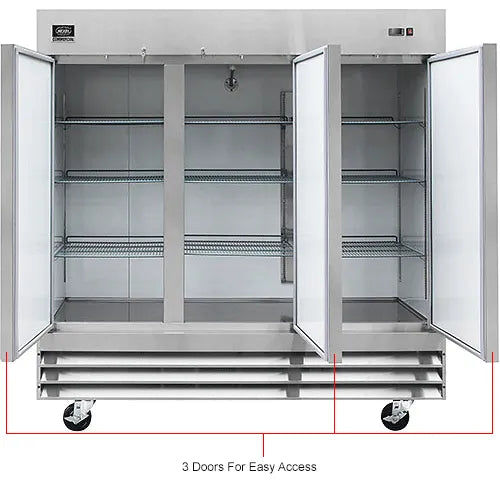 Nexel® Reach In Refrigerator, 3 Solid Doors, 72 Cu. Ft