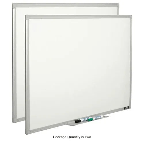 Global Industrial™ Melamine Dry Erase Whiteboard - 36"W x 24"H - Double Sided - Pack of 2