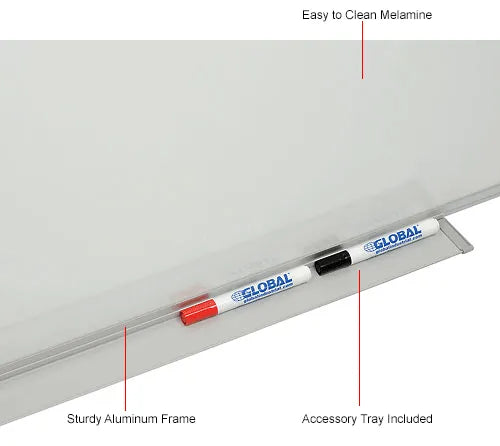 Global Industrial™ Melamine Dry Erase Whiteboard - 72"W x 48"H - Double Sided - Pack of 2