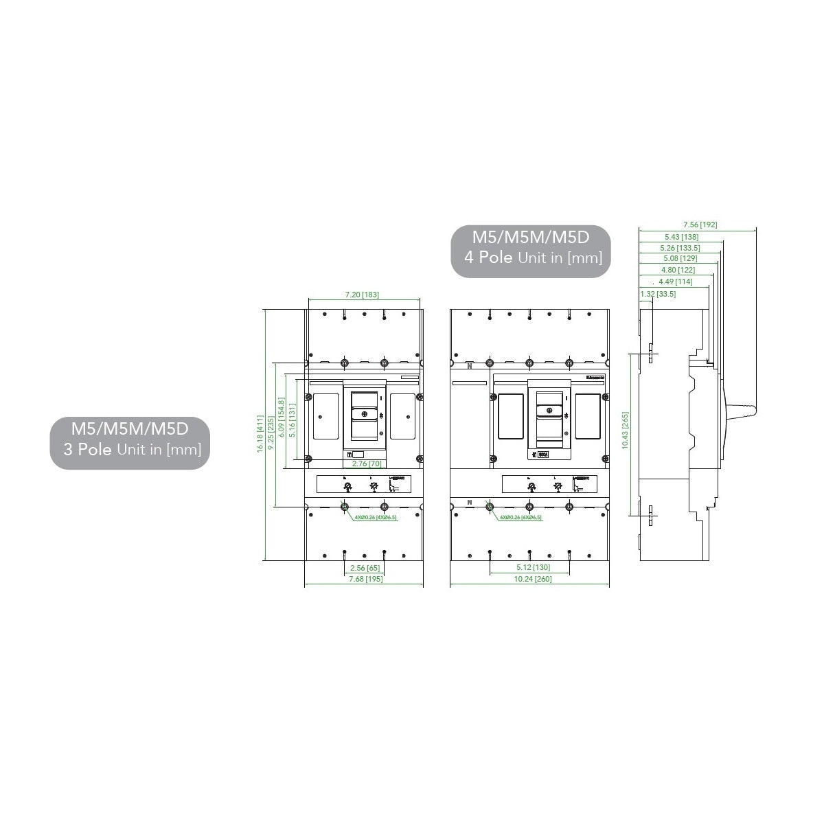 Disjoncteur NOARK® à boîtier moulé 800A, 3P Classe IC S | M5S800T3L