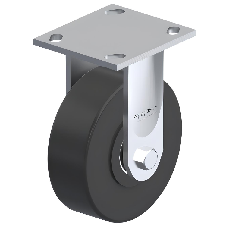 Nylon Black Caster 4" x 2" Rigid 1250 lbs Precision Ball Bearing P21 Series