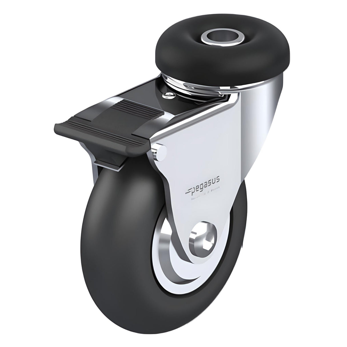 Neoprene Black Bolt Hole Caster 2" x 1" Swivel Total Lock Brake (TB) 125 lbs Precision Ball Bearing P7/7K
