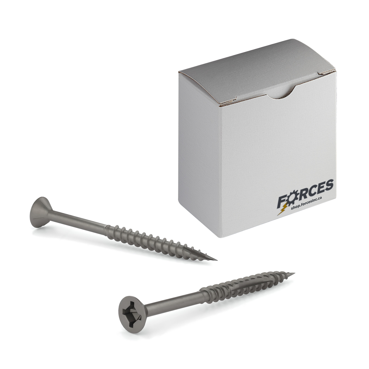 #8 x 1-3/4" Wood Screws Flat Head W/ Nibs Quadrex Drive Coarse Thread Double Cut Point Plain Steel