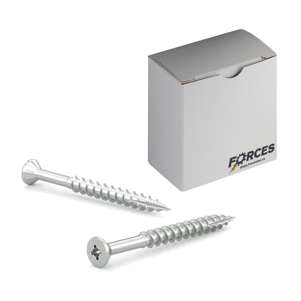 #8 x 1-1/2" Wood Screws Flat Head W/ Nibs Quadrex Drive Coarse Thread Type 17 Point Zinc