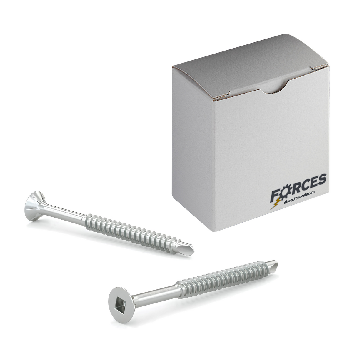 #7 x 1" Wood Screws Flat Head W/ Nibs Square Drive Fine Thread Self-Drilling (TEK) Point Zinc