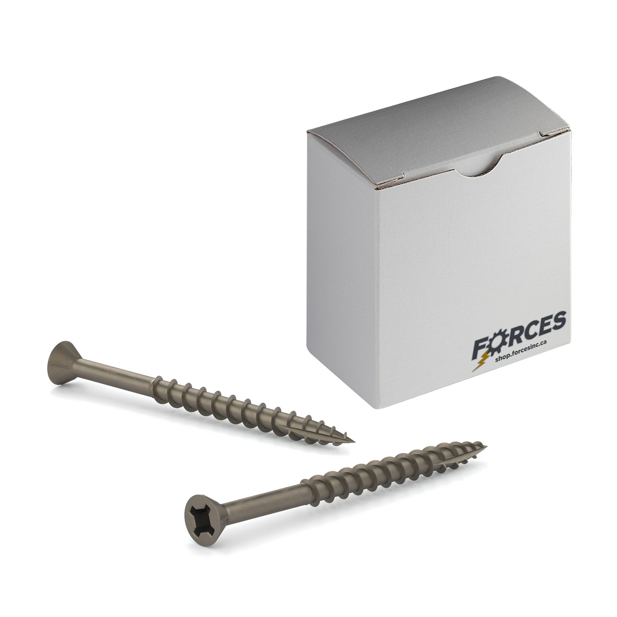 #8 x 1-3/4" Wood Screws Flat Head W/ Nibs Quadrex Drive Coarse Thread Type 17 Point Plain Steel