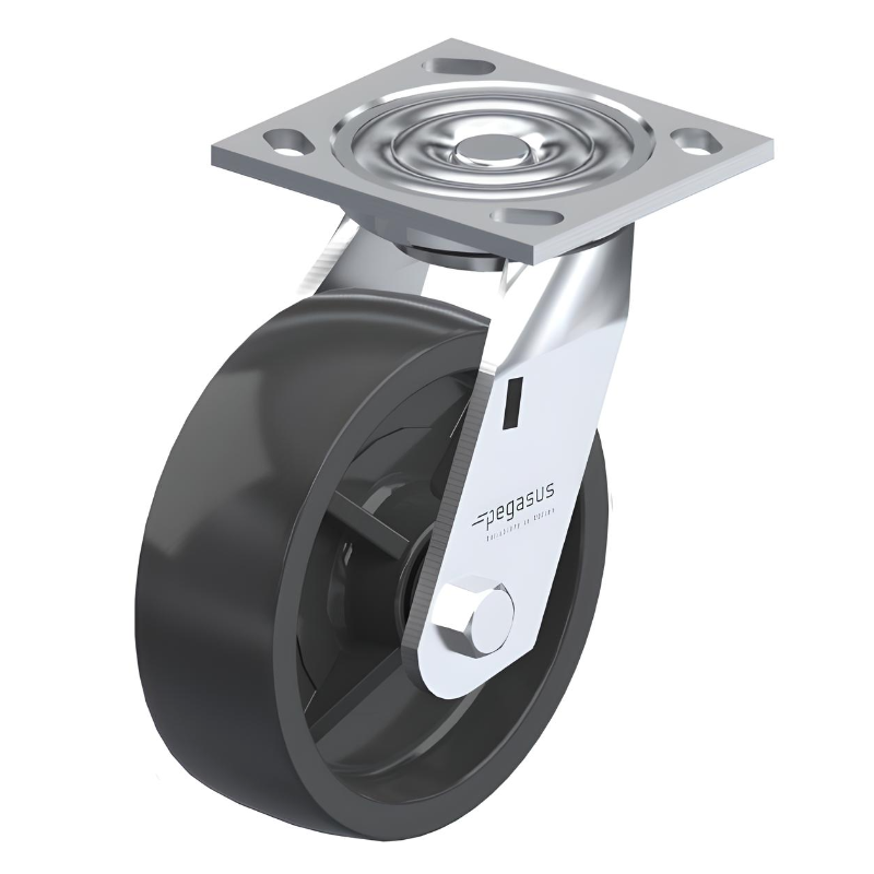 Polypropylene Black Caster 4" x 2" Swivel 500 lbs Roller Bearing P21 Series