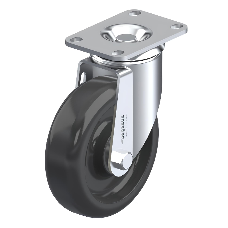 Polypropylene Black Caster 5" x 1-1/4" Swivel 300 lbs Delrin® Bearing P12 Series