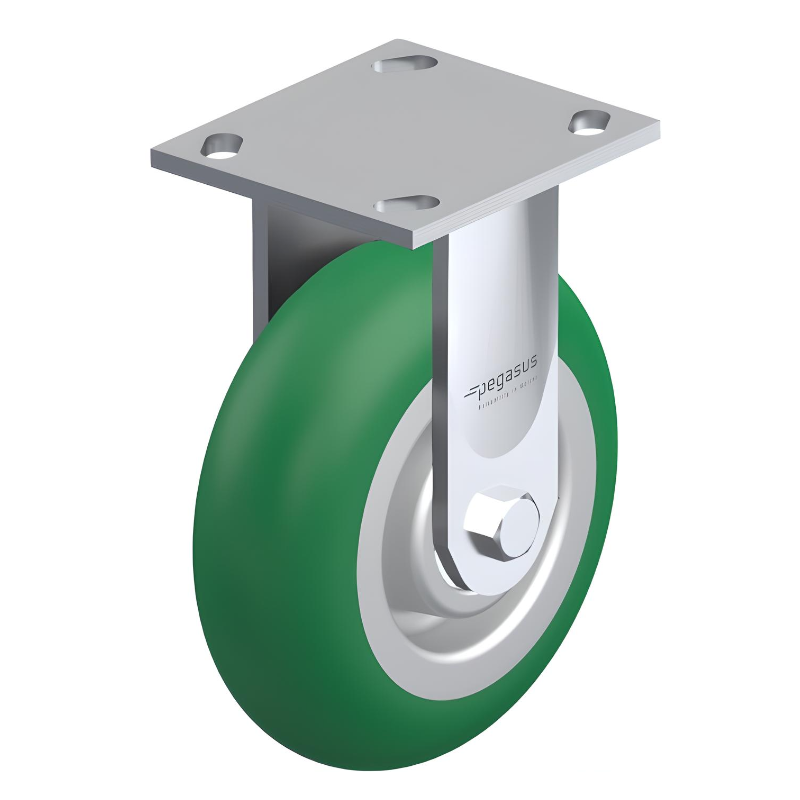 Polyurethane Green Caster 5" x 2" Rigid 1100 lbs Precision Ball Bearing P21 Series