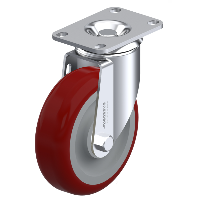 Polyurethane Maroon Caster 5" x 1-1/4" Swivel 325 lbs Precision Ball Bearing P12 Series