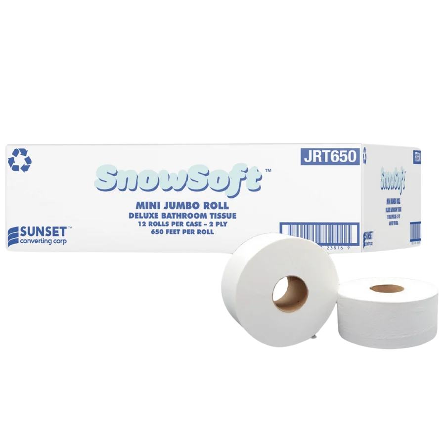 Snow Soft™ Premium Mini JRT Toilet Paper, Jumbo Roll, 2 Ply, 650' Length, White
