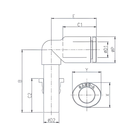 Push to Connect Plug-in Elbow 1/2" Tube x 1/2" Tube OD
