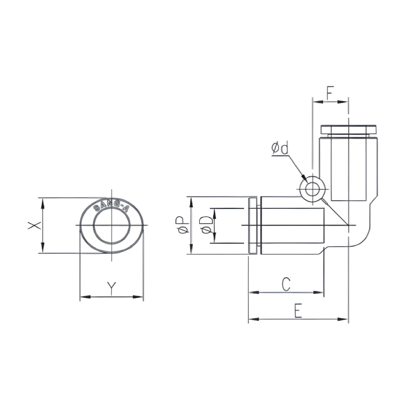 Push to Connect Elbow Union 1/4" Tube x 1/4" Tube