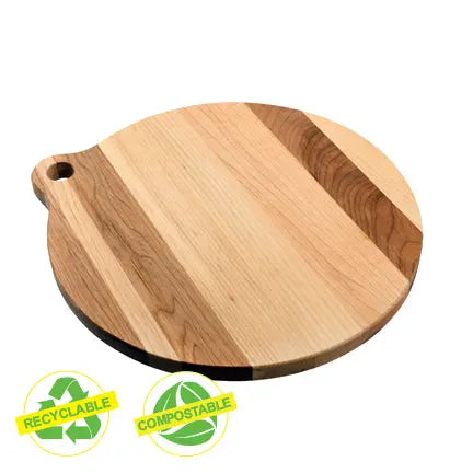 Planche utilitaire ronde à pizza réversible en érable - 12" x ¾"