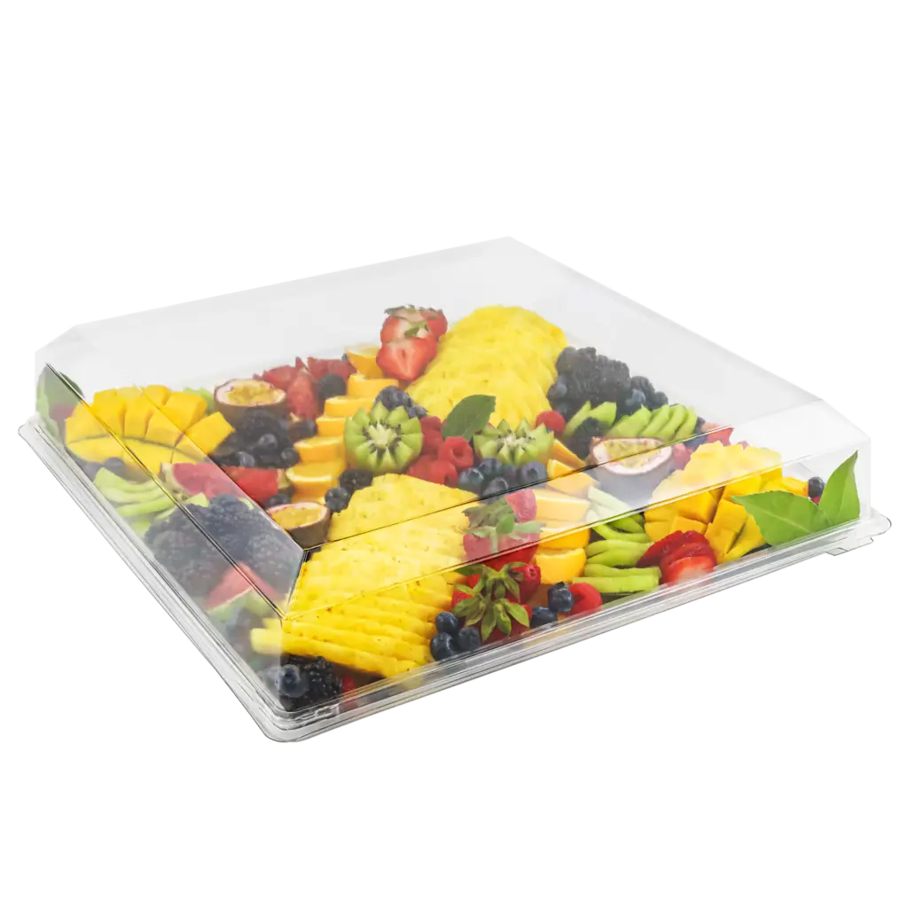 Plateau festif transparent avec couvercle – 3 formats pour présentation élégante