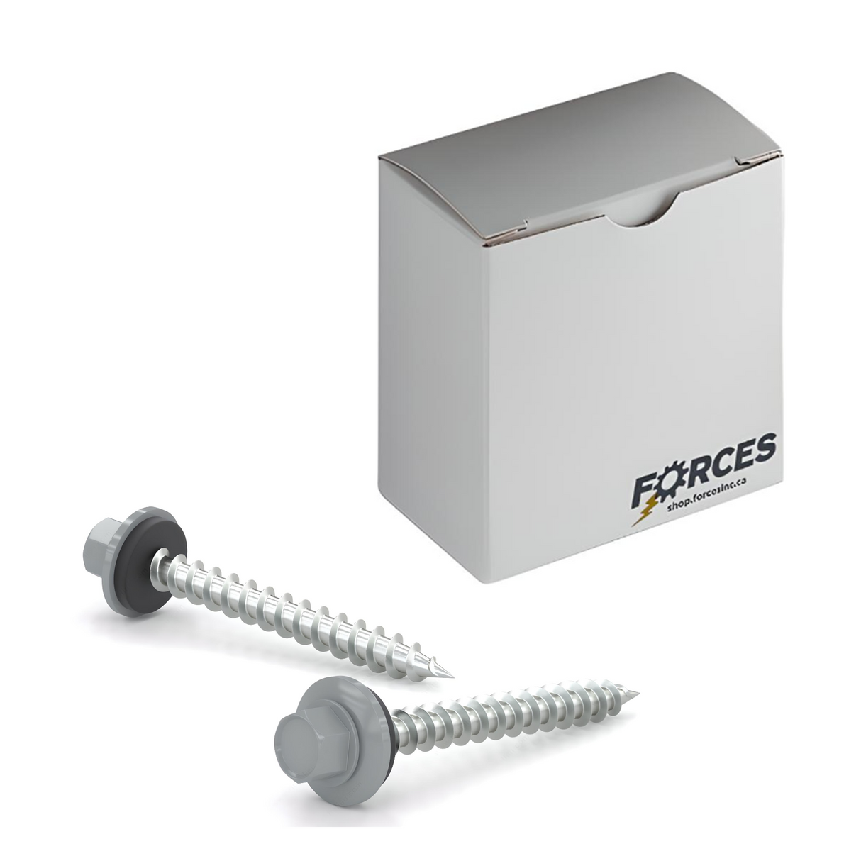 #9 x 2" Metal Roofing Screw Hex Head W/ Washer Type A Point - Steel Regent Grey