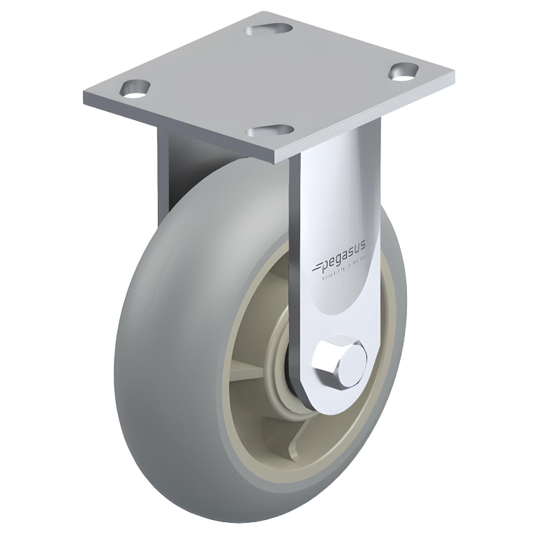 Round ElastiSoft Gray Caster 4" x 2" Rigid 300 lbs Roller Bearing P21 Series