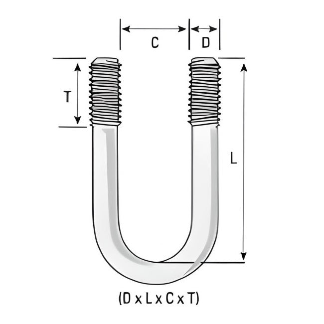 304 Stainless Steel U-Bolt 7/8" (ID) x 1/4"-20 x 2-15/16" (H)